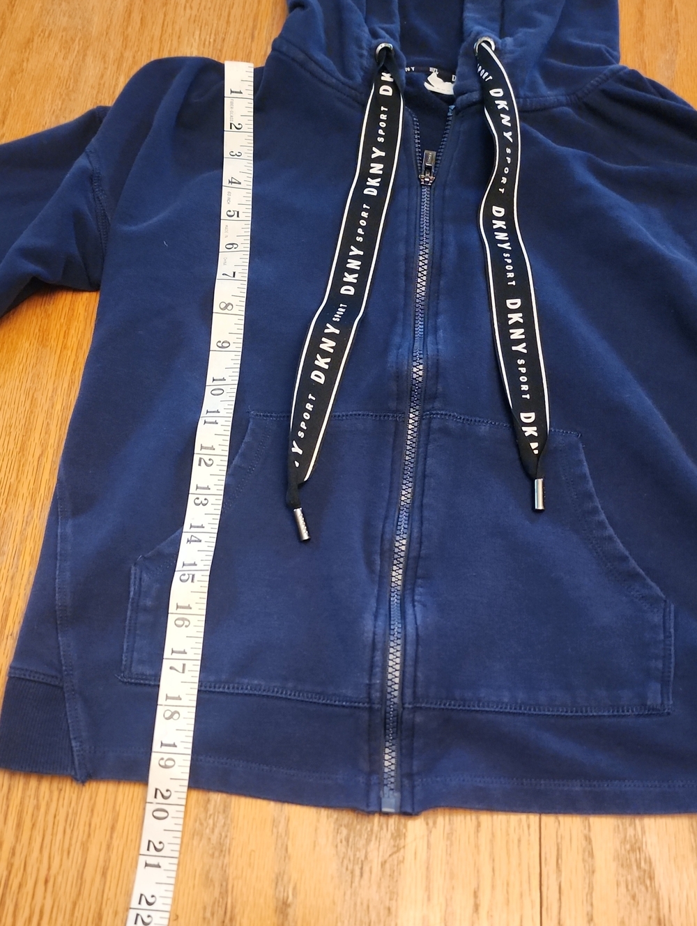 DKNY Seattle Seahawks Navy Full-Zip Crop Hoodie with Branded Drawstrings - Picture 12 of 16